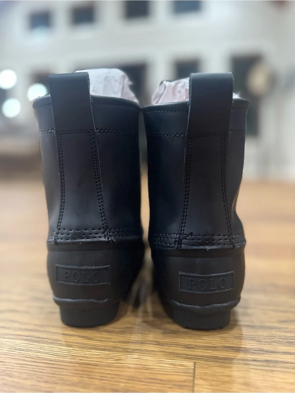 Women’s Black Lace-Up Rain Boots